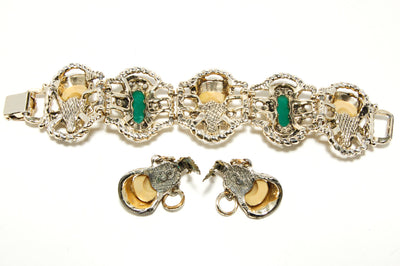 1950's Asian Princess Faces Bracelet and Earrings Set by 1950's - Vintage Meet Modern Vintage Jewelry - Chicago, Illinois - #oldhollywoodglamour #vintagemeetmodern #designervintage #jewelrybox #antiquejewelry #vintagejewelry
