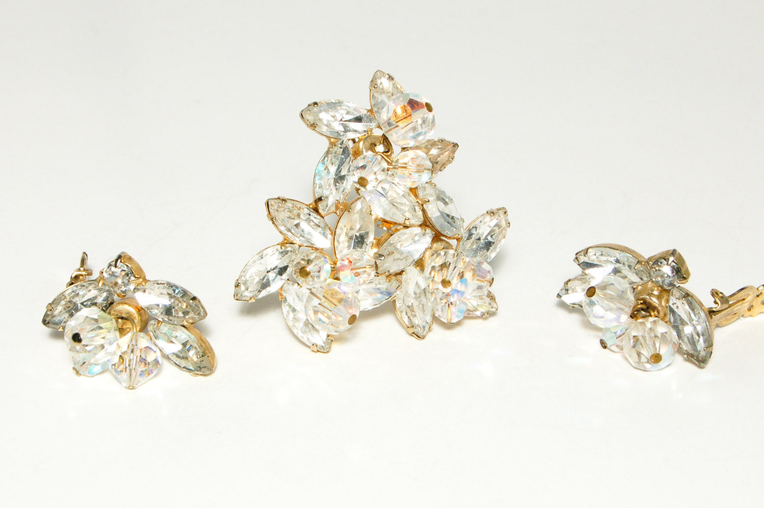 1950's Aurora Borealis Earrings and Brooch Set by 1950's - Vintage Meet Modern Vintage Jewelry - Chicago, Illinois - #oldhollywoodglamour #vintagemeetmodern #designervintage #jewelrybox #antiquejewelry #vintagejewelry