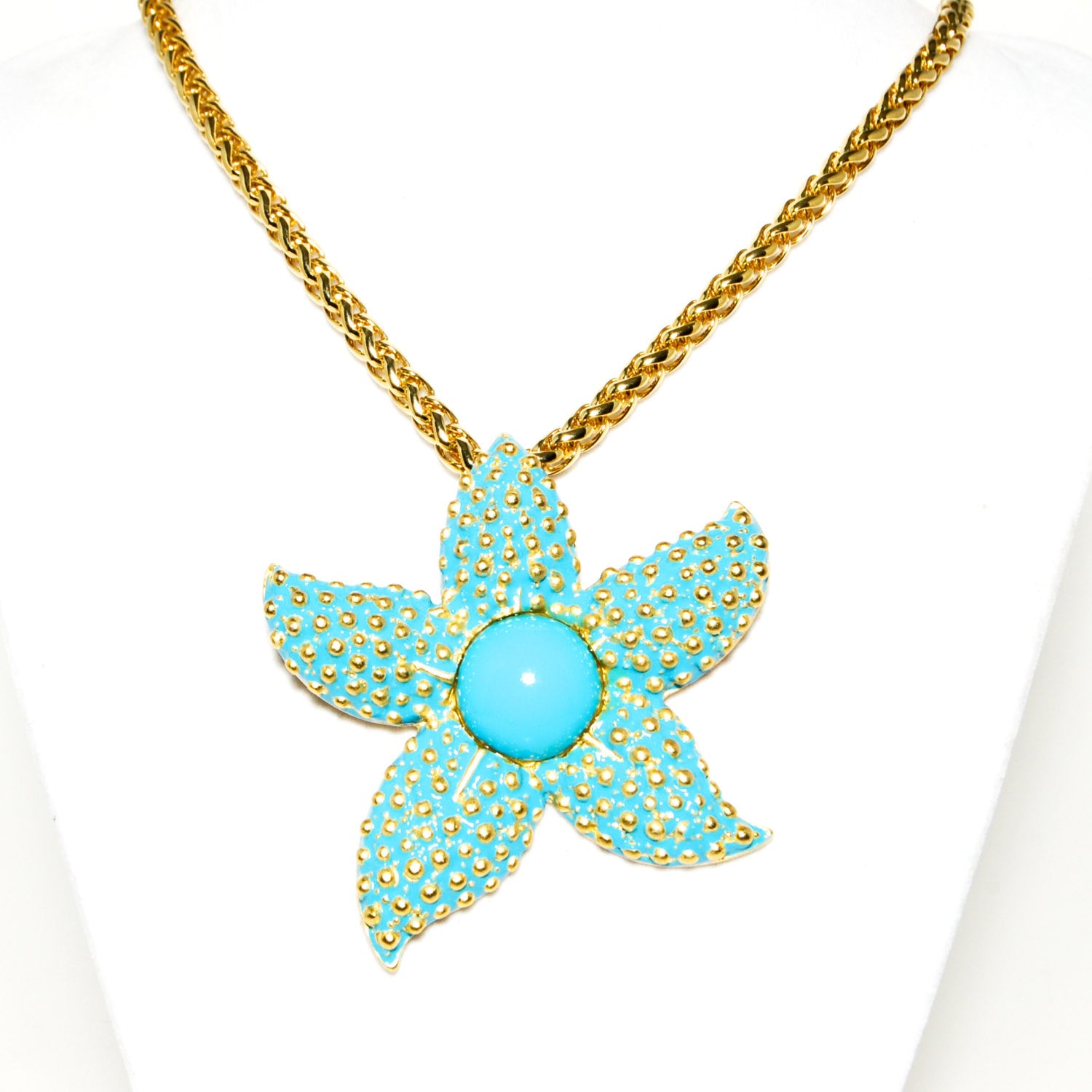 Turquoise Starfish Pendant Necklace by Kenneth Lane by Kenneth Lane - Vintage Meet Modern Vintage Jewelry - Chicago, Illinois - #oldhollywoodglamour #vintagemeetmodern #designervintage #jewelrybox #antiquejewelry #vintagejewelry