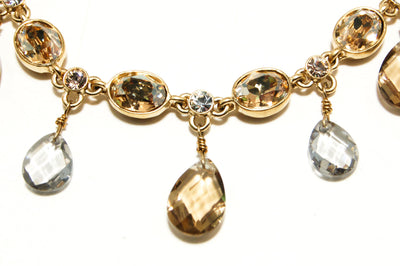Gold Tone Necklace with Colored Briolette Rhinestones by Givenchy by Givenchy - Vintage Meet Modern Vintage Jewelry - Chicago, Illinois - #oldhollywoodglamour #vintagemeetmodern #designervintage #jewelrybox #antiquejewelry #vintagejewelry