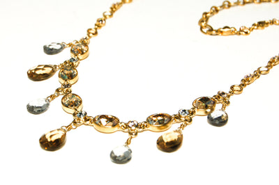 Gold Tone Necklace with Colored Briolette Rhinestones by Givenchy by Givenchy - Vintage Meet Modern Vintage Jewelry - Chicago, Illinois - #oldhollywoodglamour #vintagemeetmodern #designervintage #jewelrybox #antiquejewelry #vintagejewelry