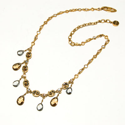 Gold Tone Necklace with Colored Briolette Rhinestones by Givenchy by Givenchy - Vintage Meet Modern Vintage Jewelry - Chicago, Illinois - #oldhollywoodglamour #vintagemeetmodern #designervintage #jewelrybox #antiquejewelry #vintagejewelry