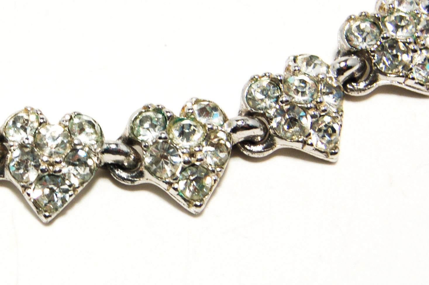 1960's Pave Rhinestone Necklace with Heart Detail by Bogoff by Bogoff - Vintage Meet Modern Vintage Jewelry - Chicago, Illinois - #oldhollywoodglamour #vintagemeetmodern #designervintage #jewelrybox #antiquejewelry #vintagejewelry