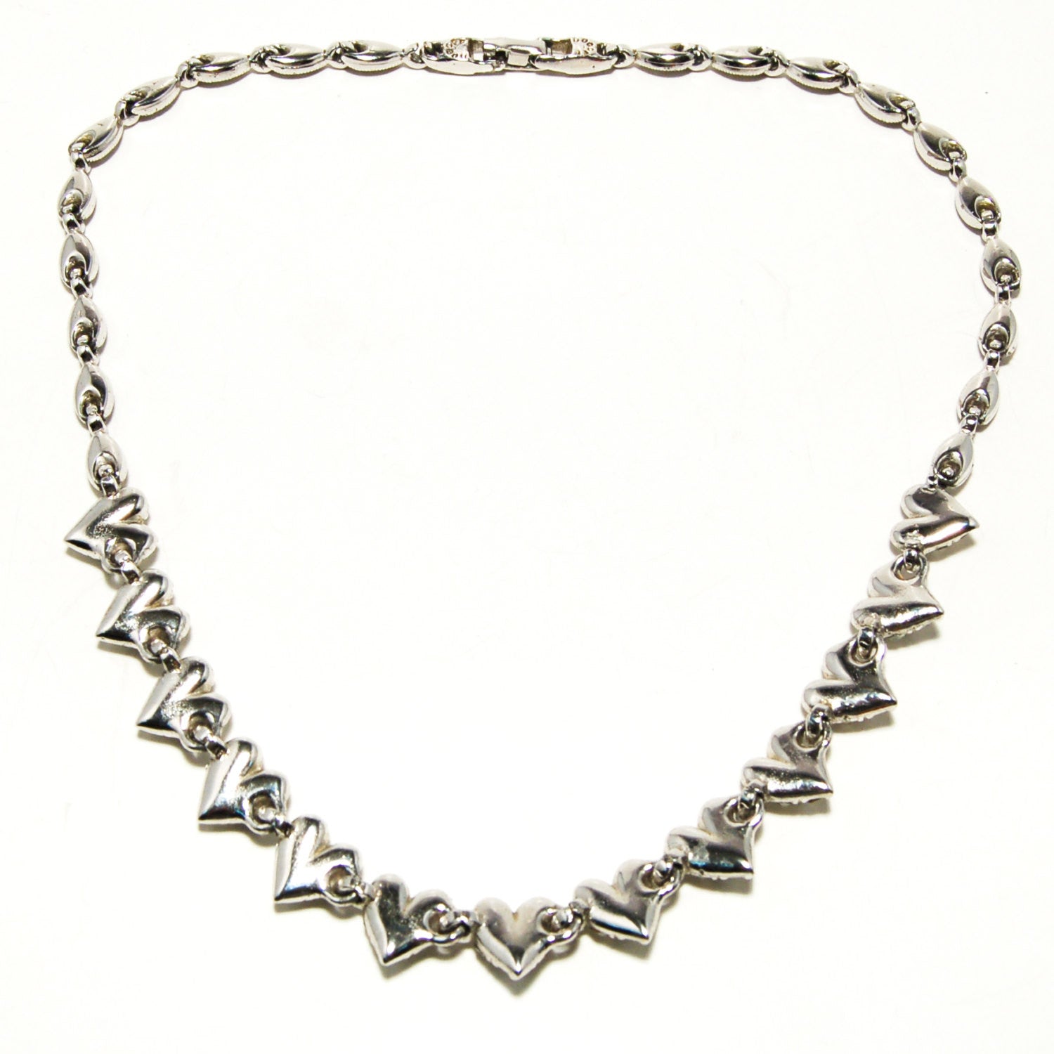 1960's Pave Rhinestone Necklace with Heart Detail by Bogoff by Bogoff - Vintage Meet Modern Vintage Jewelry - Chicago, Illinois - #oldhollywoodglamour #vintagemeetmodern #designervintage #jewelrybox #antiquejewelry #vintagejewelry