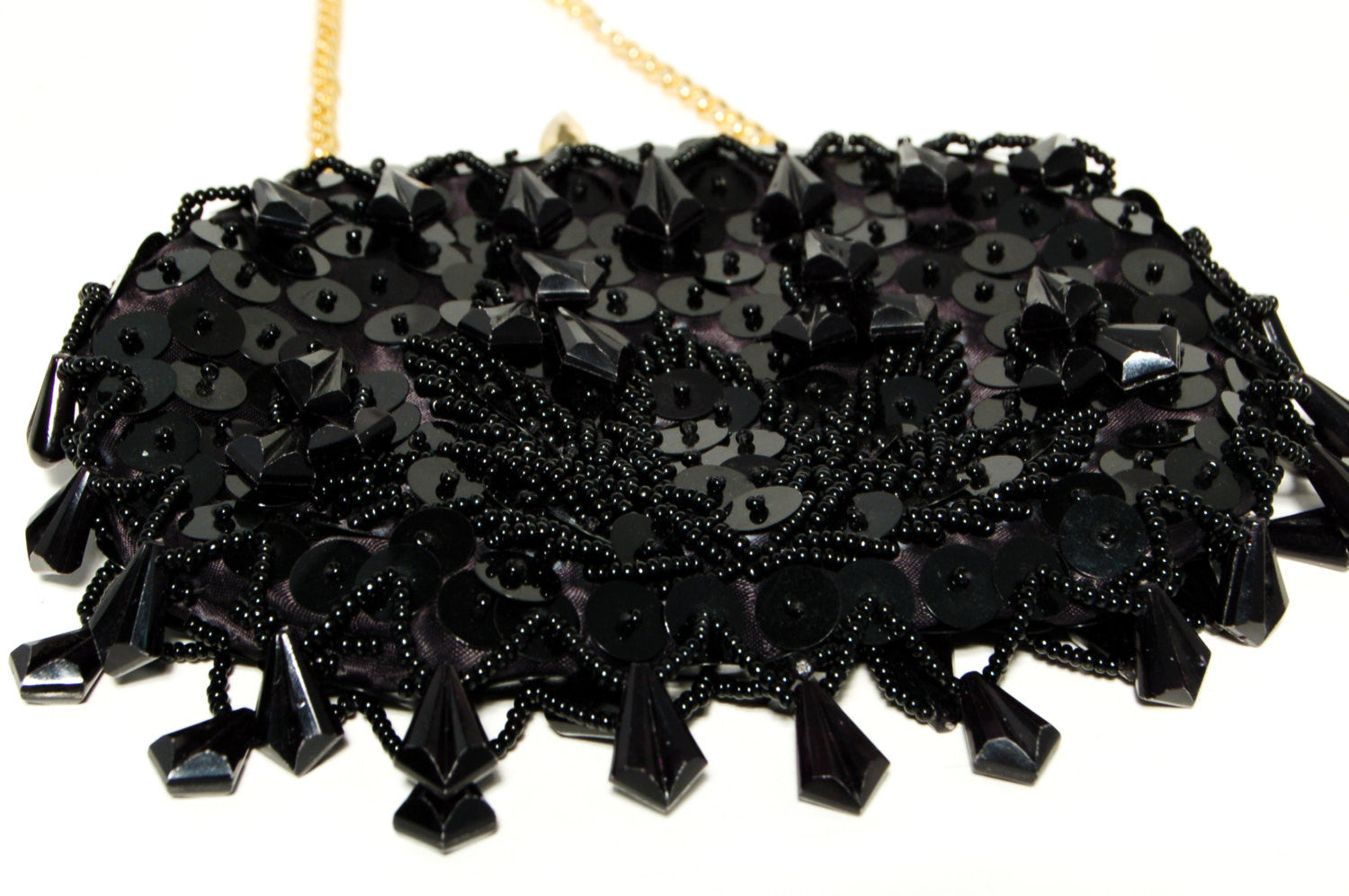 1950's Black Beaded Sequin Evening Bag by 1950's - Vintage Meet Modern Vintage Jewelry - Chicago, Illinois - #oldhollywoodglamour #vintagemeetmodern #designervintage #jewelrybox #antiquejewelry #vintagejewelry