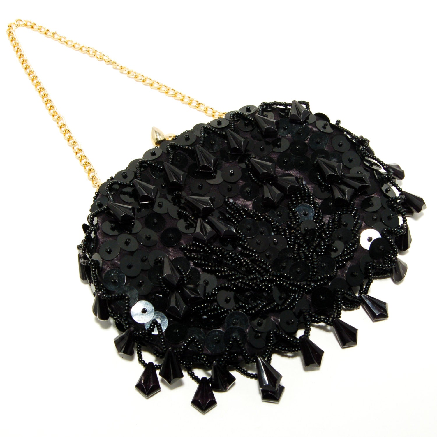 1950's Black Beaded Sequin Evening Bag by 1950's - Vintage Meet Modern Vintage Jewelry - Chicago, Illinois - #oldhollywoodglamour #vintagemeetmodern #designervintage #jewelrybox #antiquejewelry #vintagejewelry