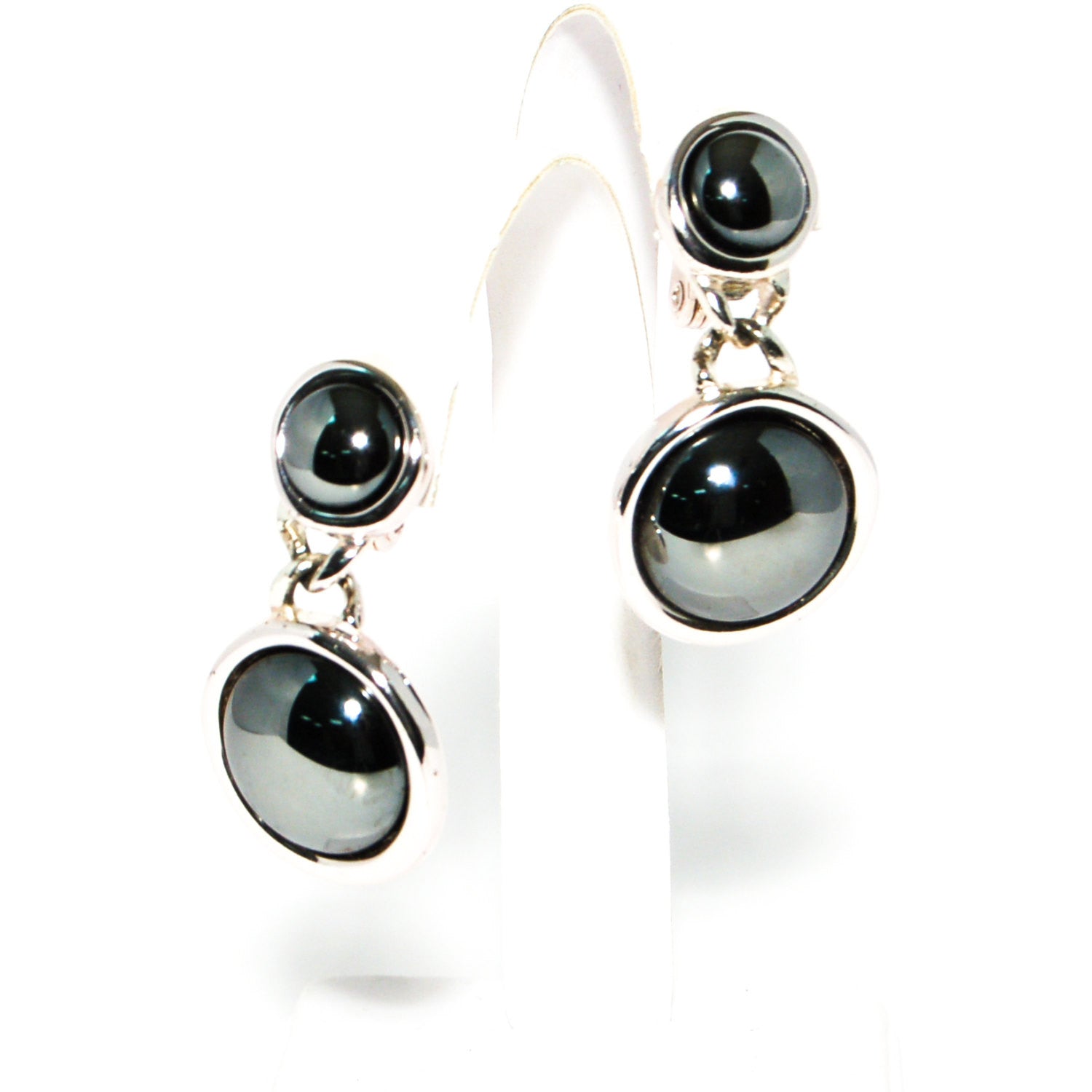 1980's Silver Hematite Earrings and Necklace Set by Monet by Monet - Vintage Meet Modern Vintage Jewelry - Chicago, Illinois - #oldhollywoodglamour #vintagemeetmodern #designervintage #jewelrybox #antiquejewelry #vintagejewelry