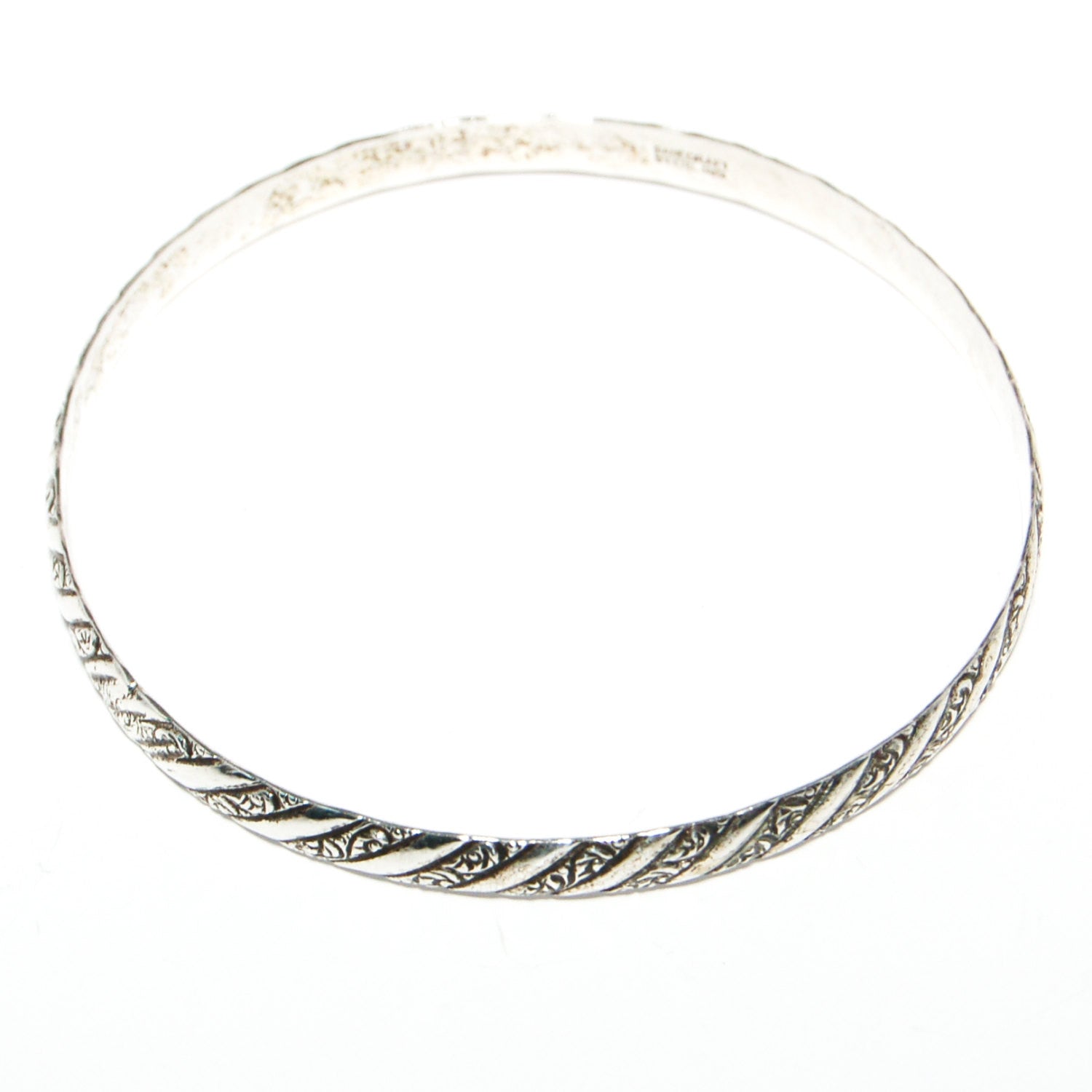 1940's Floral Etched Sterling Silver Bracelet by Danecraft by Danecraft - Vintage Meet Modern Vintage Jewelry - Chicago, Illinois - #oldhollywoodglamour #vintagemeetmodern #designervintage #jewelrybox #antiquejewelry #vintagejewelry