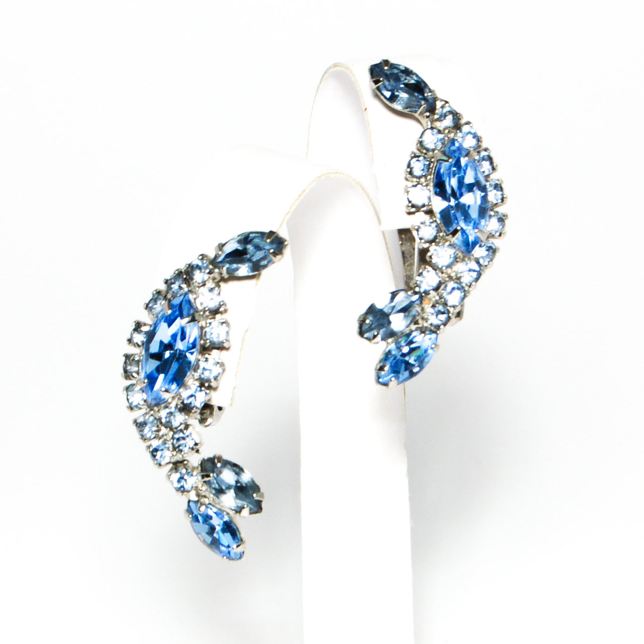 1940's Art Deco Blue Rhinestone Bracelet and Earrings Set by 1940's - Vintage Meet Modern Vintage Jewelry - Chicago, Illinois - #oldhollywoodglamour #vintagemeetmodern #designervintage #jewelrybox #antiquejewelry #vintagejewelry