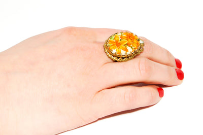1950s Day Lily Statement Ring by 1950's - Vintage Meet Modern Vintage Jewelry - Chicago, Illinois - #oldhollywoodglamour #vintagemeetmodern #designervintage #jewelrybox #antiquejewelry #vintagejewelry