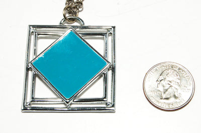 1970's Geometric Pendant with Turquoise Blue Enamel by 1970's - Vintage Meet Modern Vintage Jewelry - Chicago, Illinois - #oldhollywoodglamour #vintagemeetmodern #designervintage #jewelrybox #antiquejewelry #vintagejewelry
