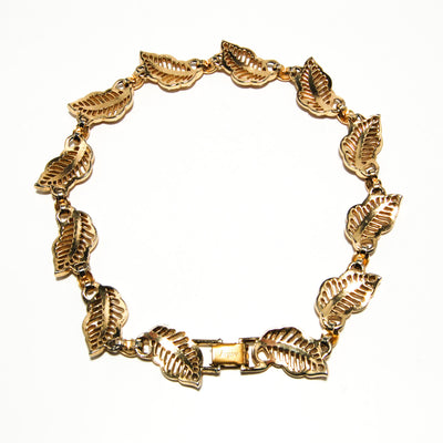 Gold Tone Choker Necklace with Leaf Design by Bergere by Bergere - Vintage Meet Modern Vintage Jewelry - Chicago, Illinois - #oldhollywoodglamour #vintagemeetmodern #designervintage #jewelrybox #antiquejewelry #vintagejewelry