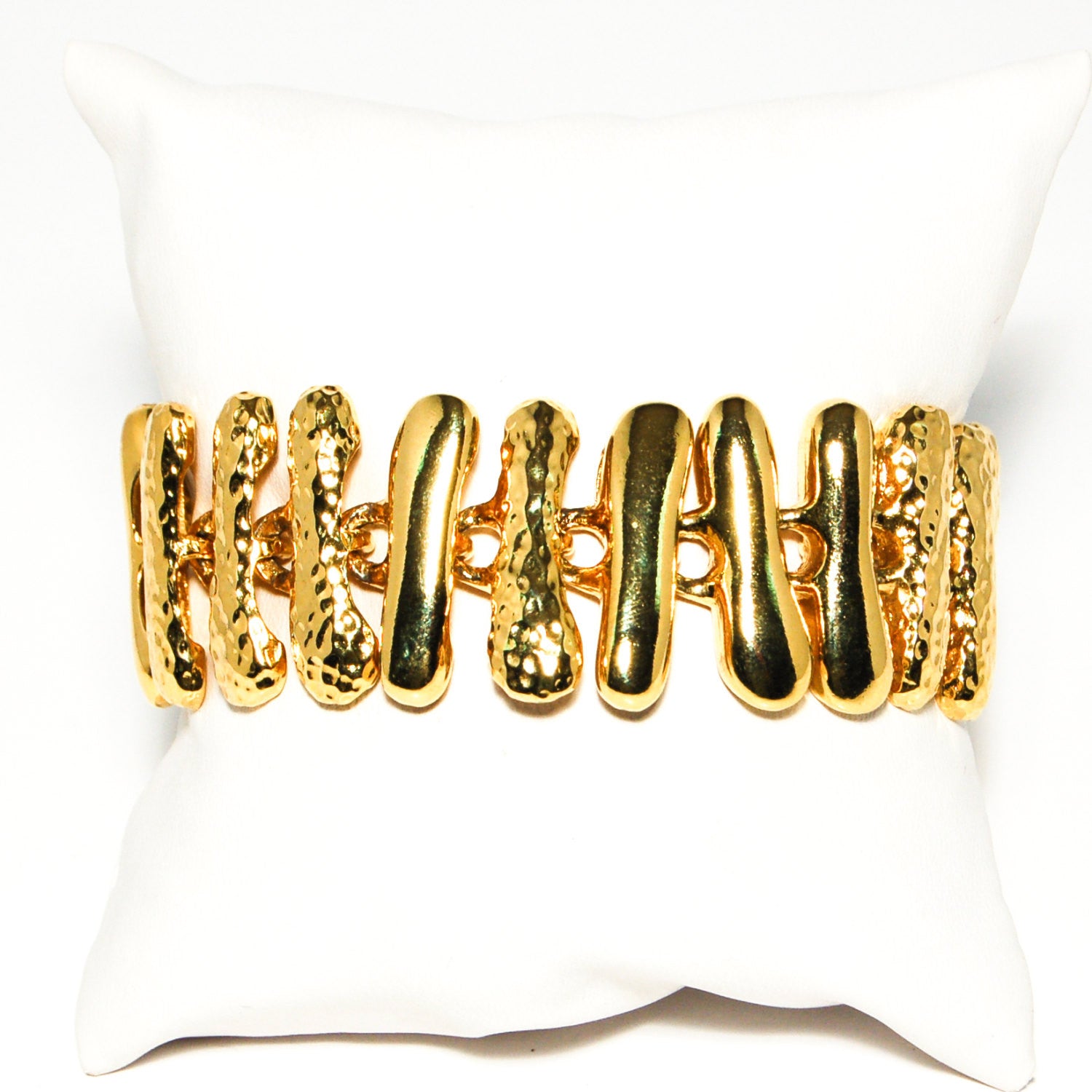 Gold Tone Wide Link Bracelet by Anne Klein by Anne Klein Couture - Vintage Meet Modern Vintage Jewelry - Chicago, Illinois - #oldhollywoodglamour #vintagemeetmodern #designervintage #jewelrybox #antiquejewelry #vintagejewelry