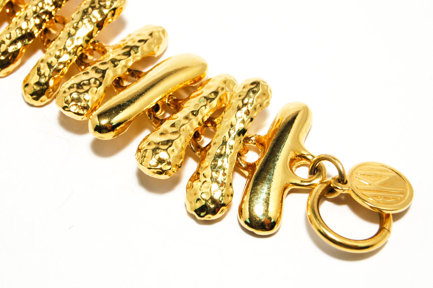 Gold Tone Wide Link Bracelet by Anne Klein by Anne Klein Couture - Vintage Meet Modern Vintage Jewelry - Chicago, Illinois - #oldhollywoodglamour #vintagemeetmodern #designervintage #jewelrybox #antiquejewelry #vintagejewelry