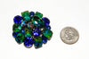 Blue and Green Ombre Dome Cluster Brooch by Kramer by Kramer - Vintage Meet Modern Vintage Jewelry - Chicago, Illinois - #oldhollywoodglamour #vintagemeetmodern #designervintage #jewelrybox #antiquejewelry #vintagejewelry