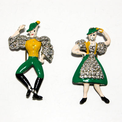 1940's Alpine Dancing Couple Fur Clips by Coro by Coro - Vintage Meet Modern Vintage Jewelry - Chicago, Illinois - #oldhollywoodglamour #vintagemeetmodern #designervintage #jewelrybox #antiquejewelry #vintagejewelry