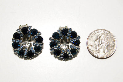 1950's Sapphire Blue Rhinestone Earrings by Weiss by Weiss - Vintage Meet Modern Vintage Jewelry - Chicago, Illinois - #oldhollywoodglamour #vintagemeetmodern #designervintage #jewelrybox #antiquejewelry #vintagejewelry