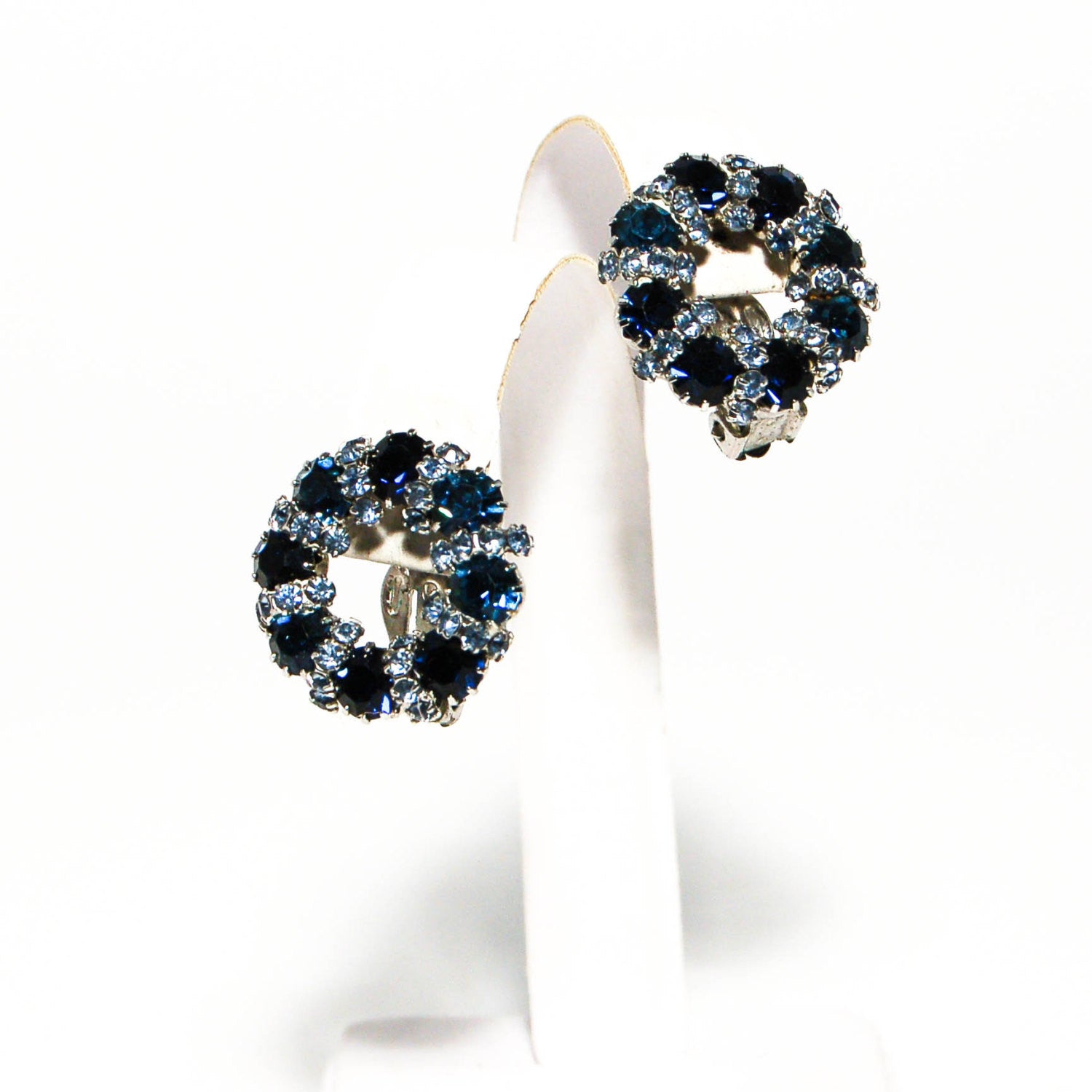 1950's Sapphire Blue Rhinestone Earrings by Weiss by Weiss - Vintage Meet Modern Vintage Jewelry - Chicago, Illinois - #oldhollywoodglamour #vintagemeetmodern #designervintage #jewelrybox #antiquejewelry #vintagejewelry