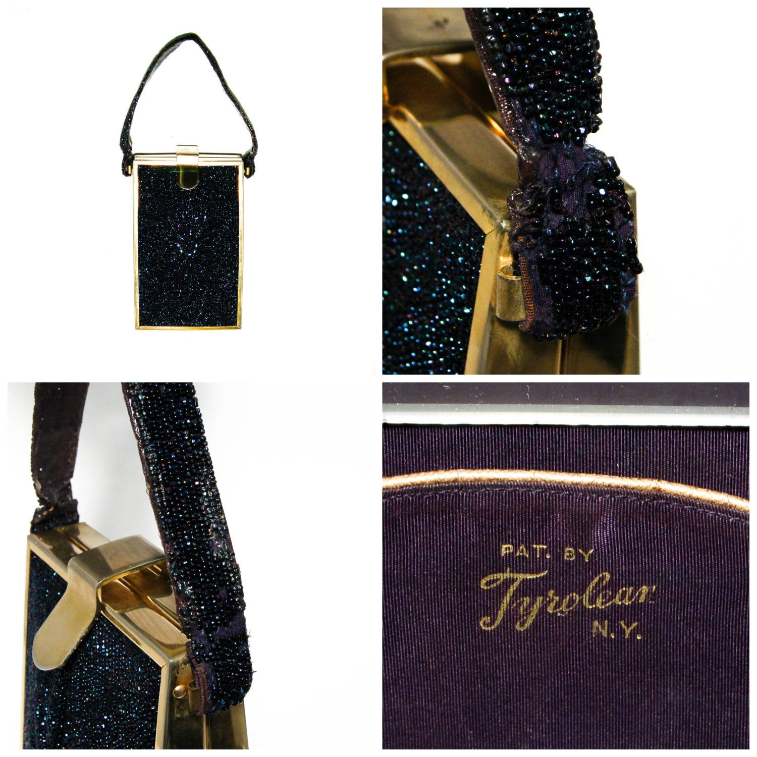 Carnival Glass Beaded Handbag with Floral Detail by Tyrolean New York by Tyrolean New York - Vintage Meet Modern Vintage Jewelry - Chicago, Illinois - #oldhollywoodglamour #vintagemeetmodern #designervintage #jewelrybox #antiquejewelry #vintagejewelry