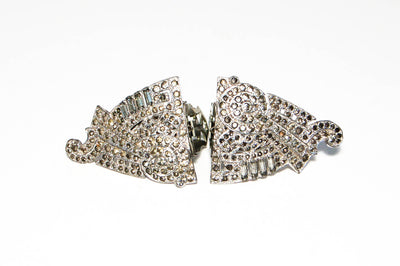 1930's Art Deco Rhinestone Fur Clips by Alfred Phillipe for Crown Trifari by Crown Trifari - Vintage Meet Modern Vintage Jewelry - Chicago, Illinois - #oldhollywoodglamour #vintagemeetmodern #designervintage #jewelrybox #antiquejewelry #vintagejewelry