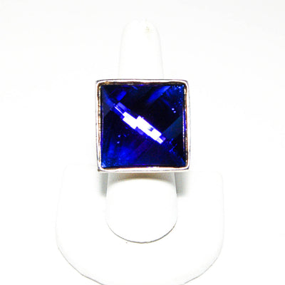 1970's Square Faceted Blue Crystal Ring by 1970's - Vintage Meet Modern Vintage Jewelry - Chicago, Illinois - #oldhollywoodglamour #vintagemeetmodern #designervintage #jewelrybox #antiquejewelry #vintagejewelry