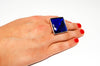 1970's Square Faceted Blue Crystal Ring by 1970's - Vintage Meet Modern Vintage Jewelry - Chicago, Illinois - #oldhollywoodglamour #vintagemeetmodern #designervintage #jewelrybox #antiquejewelry #vintagejewelry