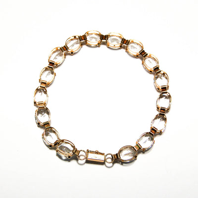 White Sapphire 10kt Gold Large Oval Faceted Pale Green Blue Zircon Tennis Line Style Bracelet by 1980s - Vintage Meet Modern Vintage Jewelry - Chicago, Illinois - #oldhollywoodglamour #vintagemeetmodern #designervintage #jewelrybox #antiquejewelry #vintagejewelry