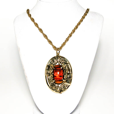 Amber and Gold Tone Glass Cabochon Necklace by Whiting and Davis by Whiting and Davis - Vintage Meet Modern Vintage Jewelry - Chicago, Illinois - #oldhollywoodglamour #vintagemeetmodern #designervintage #jewelrybox #antiquejewelry #vintagejewelry