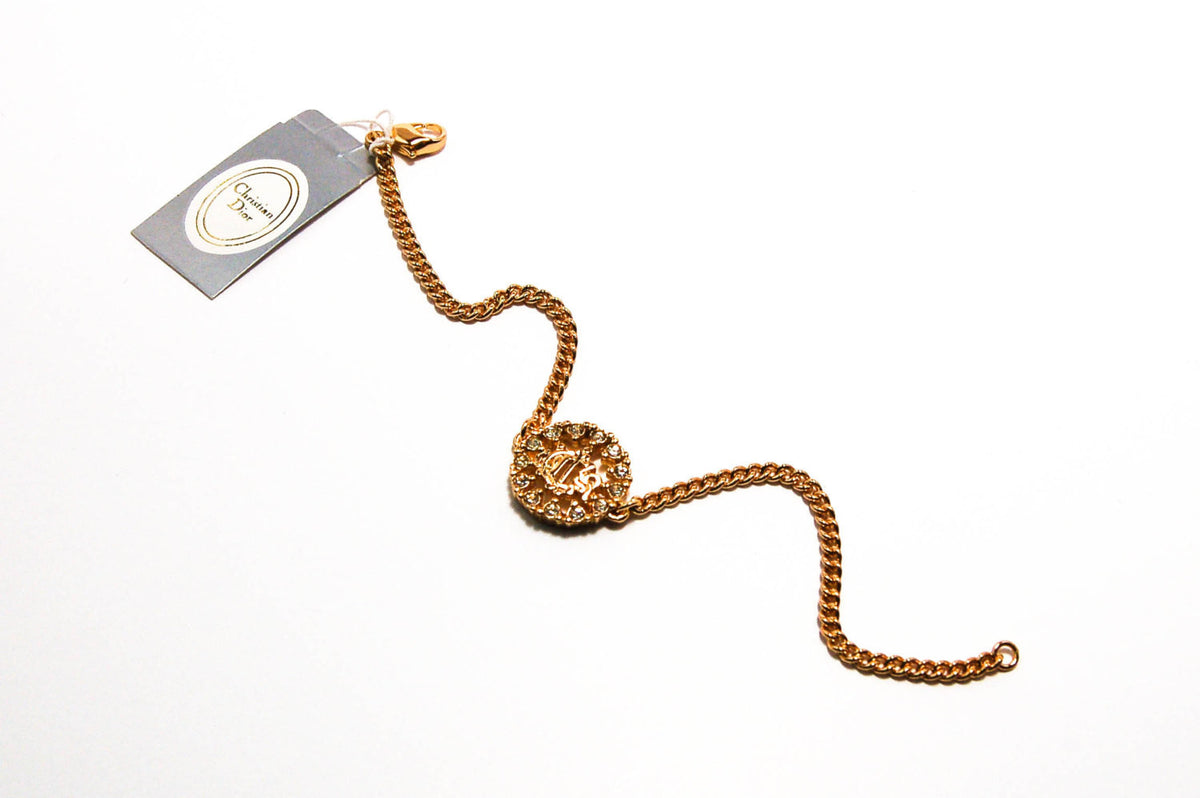 Gold Tone Petite Logo Bracelet by Christian Dior