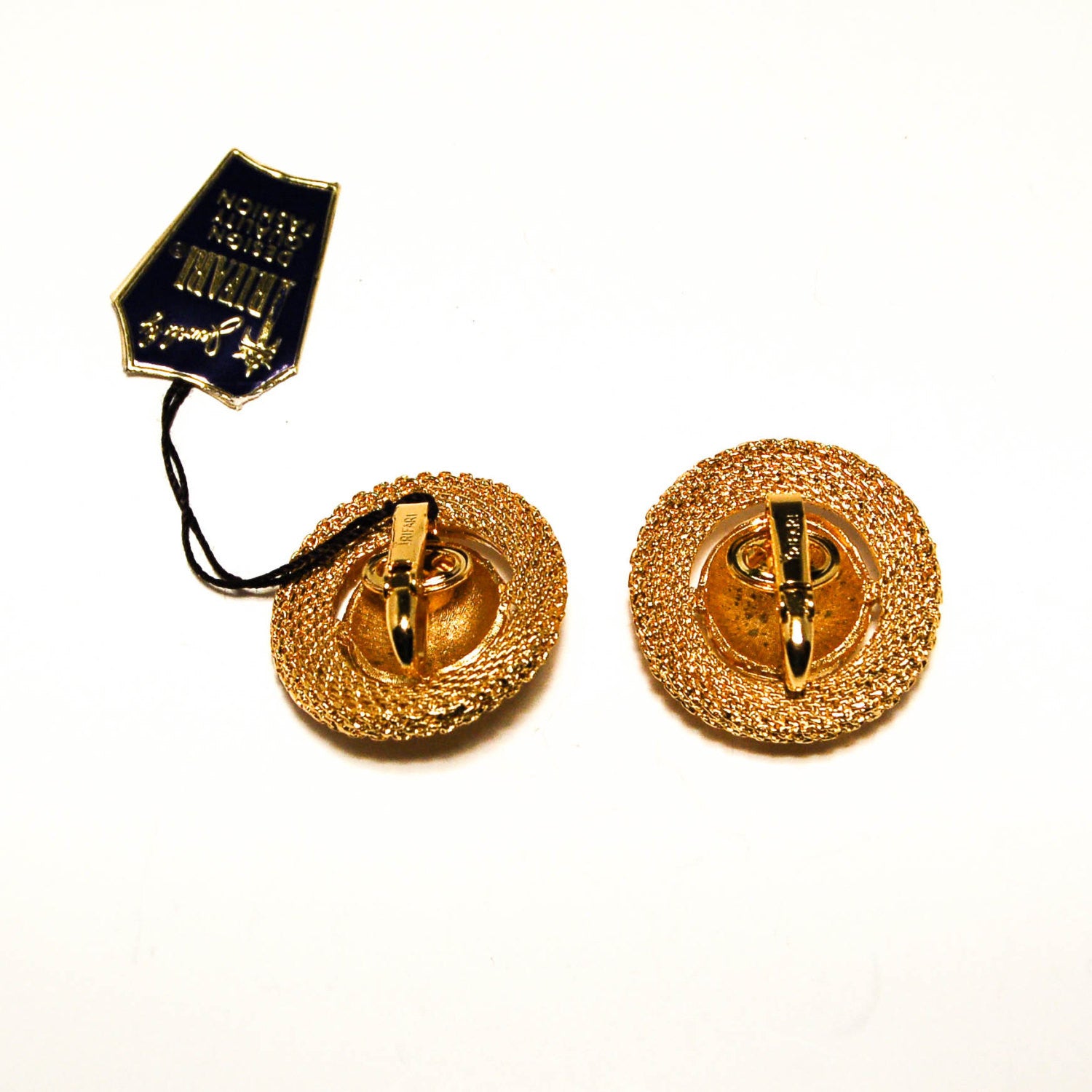 1960's Round Cone Textured Earrings by Crown Trifari by Crown Trifari - Vintage Meet Modern Vintage Jewelry - Chicago, Illinois - #oldhollywoodglamour #vintagemeetmodern #designervintage #jewelrybox #antiquejewelry #vintagejewelry