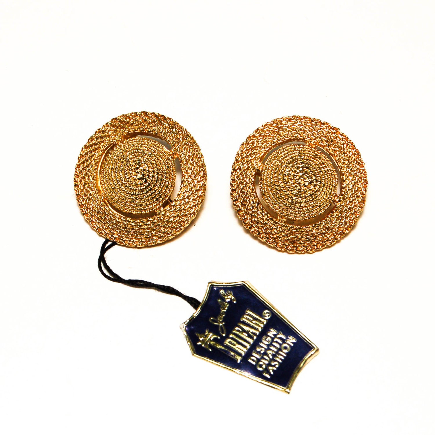 1960's Round Cone Textured Earrings by Crown Trifari by Crown Trifari - Vintage Meet Modern Vintage Jewelry - Chicago, Illinois - #oldhollywoodglamour #vintagemeetmodern #designervintage #jewelrybox #antiquejewelry #vintagejewelry