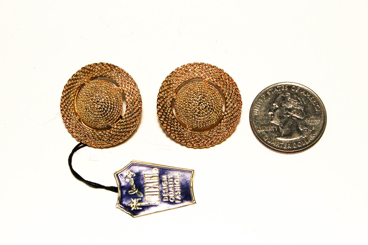 1960's Round Cone Textured Earrings by Crown Trifari by Crown Trifari - Vintage Meet Modern Vintage Jewelry - Chicago, Illinois - #oldhollywoodglamour #vintagemeetmodern #designervintage #jewelrybox #antiquejewelry #vintagejewelry