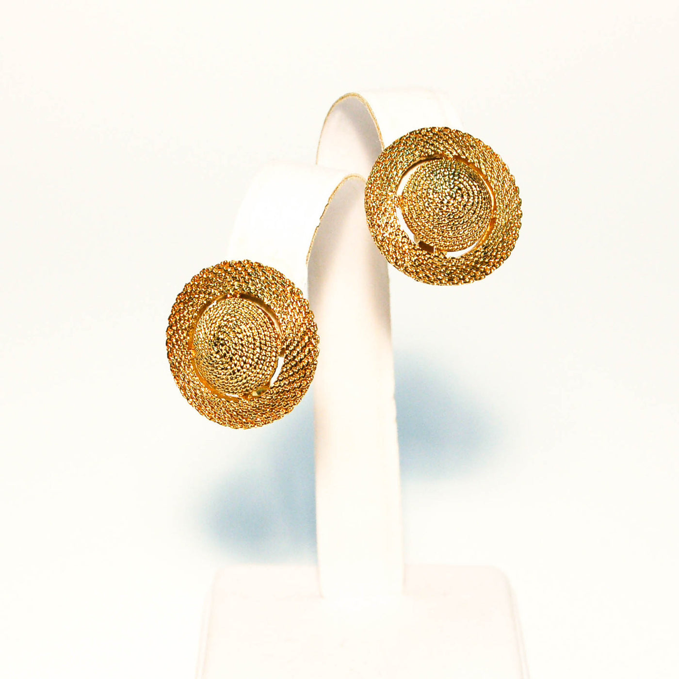1960's Round Cone Textured Earrings by Crown Trifari