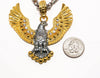 Vintage Designer Couture Runway Style  Massive Spread Eagle Wing Pendant Statement Necklace Silver Gold Tone Rhinestones Barrel Chain by 1980s - Vintage Meet Modern Vintage Jewelry - Chicago, Illinois - #oldhollywoodglamour #vintagemeetmodern #designervintage #jewelrybox #antiquejewelry #vintagejewelry