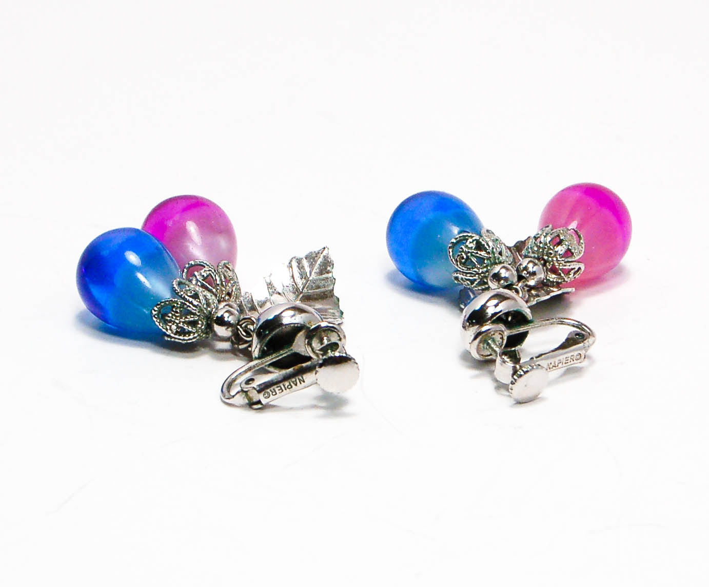 Vintage Napier Earrings Dangling Blue and Purple Moonglow with Leaves by Napier - Vintage Meet Modern Vintage Jewelry - Chicago, Illinois - #oldhollywoodglamour #vintagemeetmodern #designervintage #jewelrybox #antiquejewelry #vintagejewelry