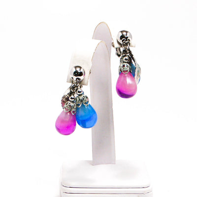 Vintage Napier Earrings Dangling Blue and Purple Moonglow with Leaves by Napier - Vintage Meet Modern Vintage Jewelry - Chicago, Illinois - #oldhollywoodglamour #vintagemeetmodern #designervintage #jewelrybox #antiquejewelry #vintagejewelry