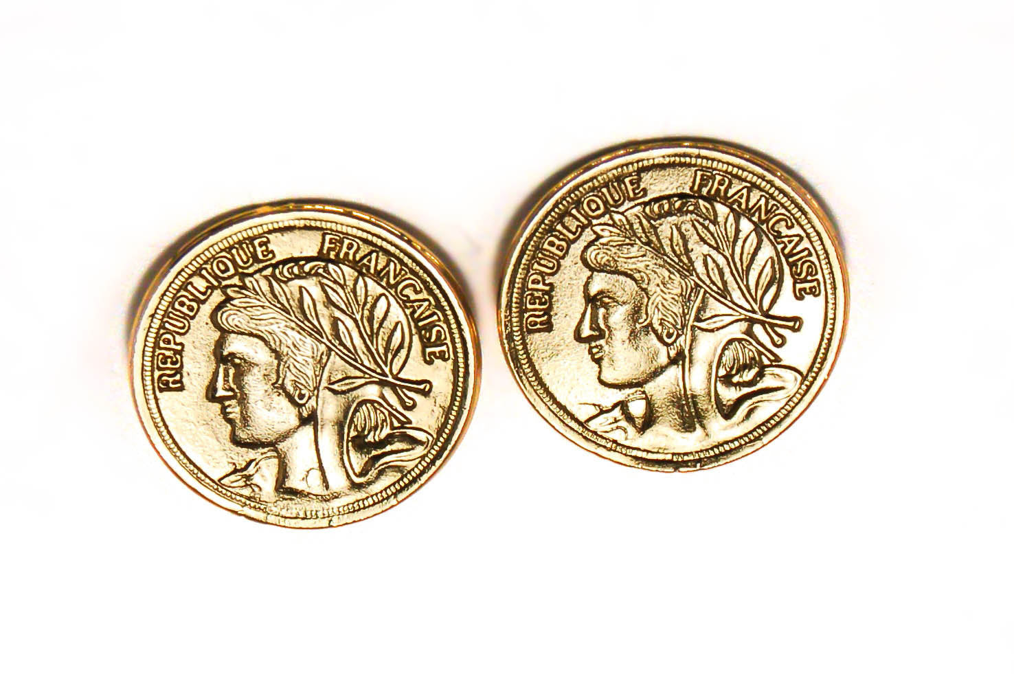 1980's French Coin Clip Earrings by 1980s - Vintage Meet Modern Vintage Jewelry - Chicago, Illinois - #oldhollywoodglamour #vintagemeetmodern #designervintage #jewelrybox #antiquejewelry #vintagejewelry