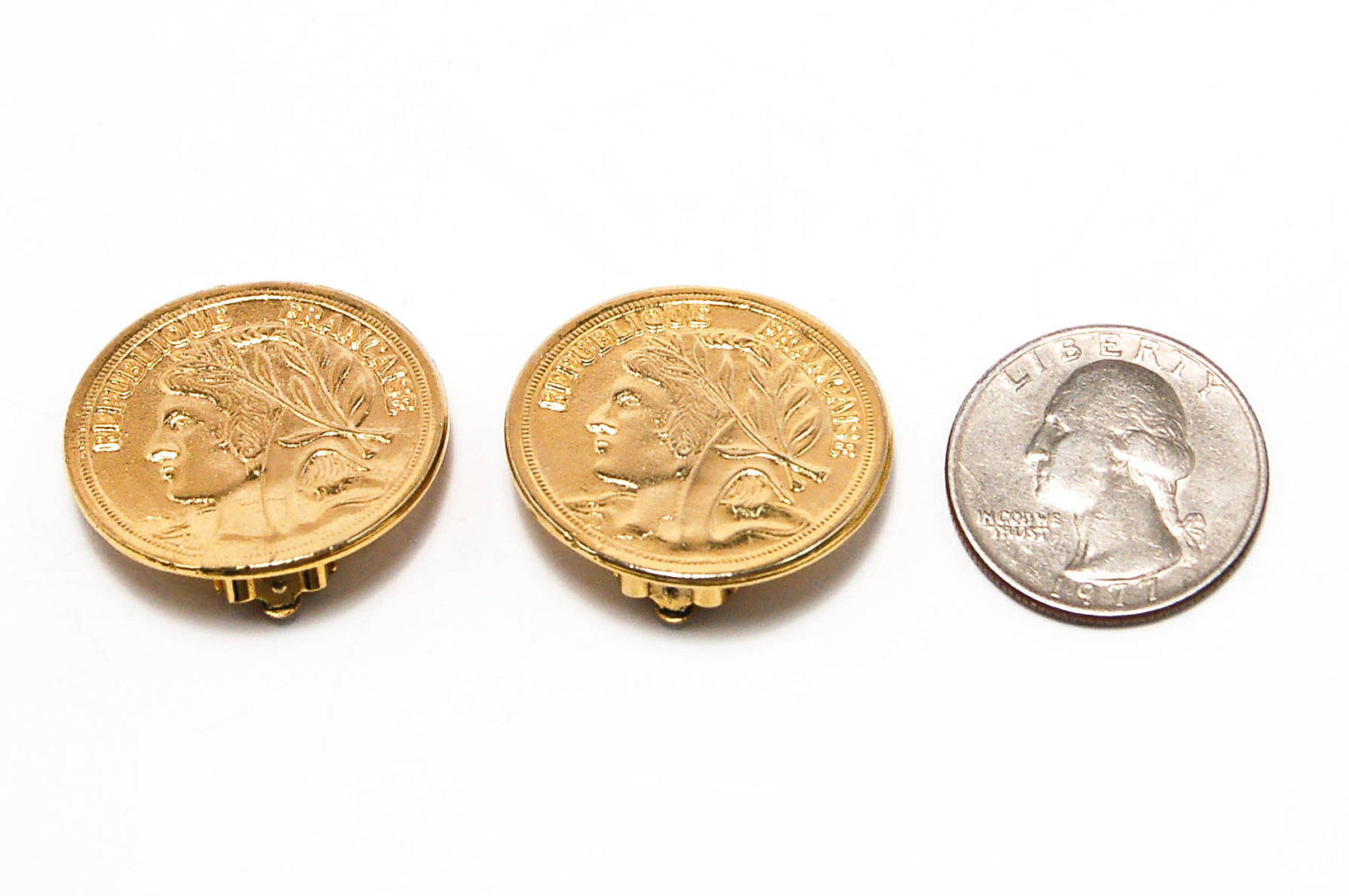 1980's French Coin Clip Earrings by 1980s - Vintage Meet Modern Vintage Jewelry - Chicago, Illinois - #oldhollywoodglamour #vintagemeetmodern #designervintage #jewelrybox #antiquejewelry #vintagejewelry