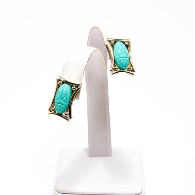 1960's Turquoise Scarab Earrings by Judy Lee by Judy Lee - Vintage Meet Modern Vintage Jewelry - Chicago, Illinois - #oldhollywoodglamour #vintagemeetmodern #designervintage #jewelrybox #antiquejewelry #vintagejewelry
