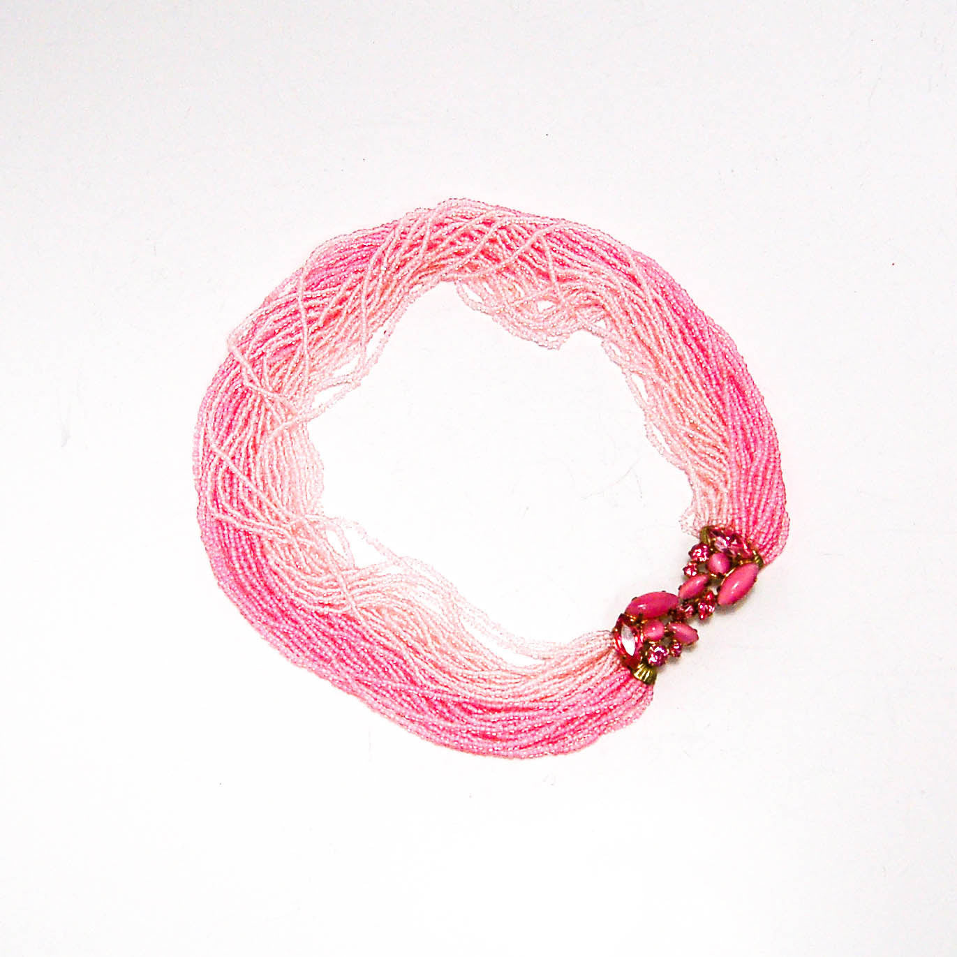 1960's Ombre Multi Strand Torsade Necklace by Valjean