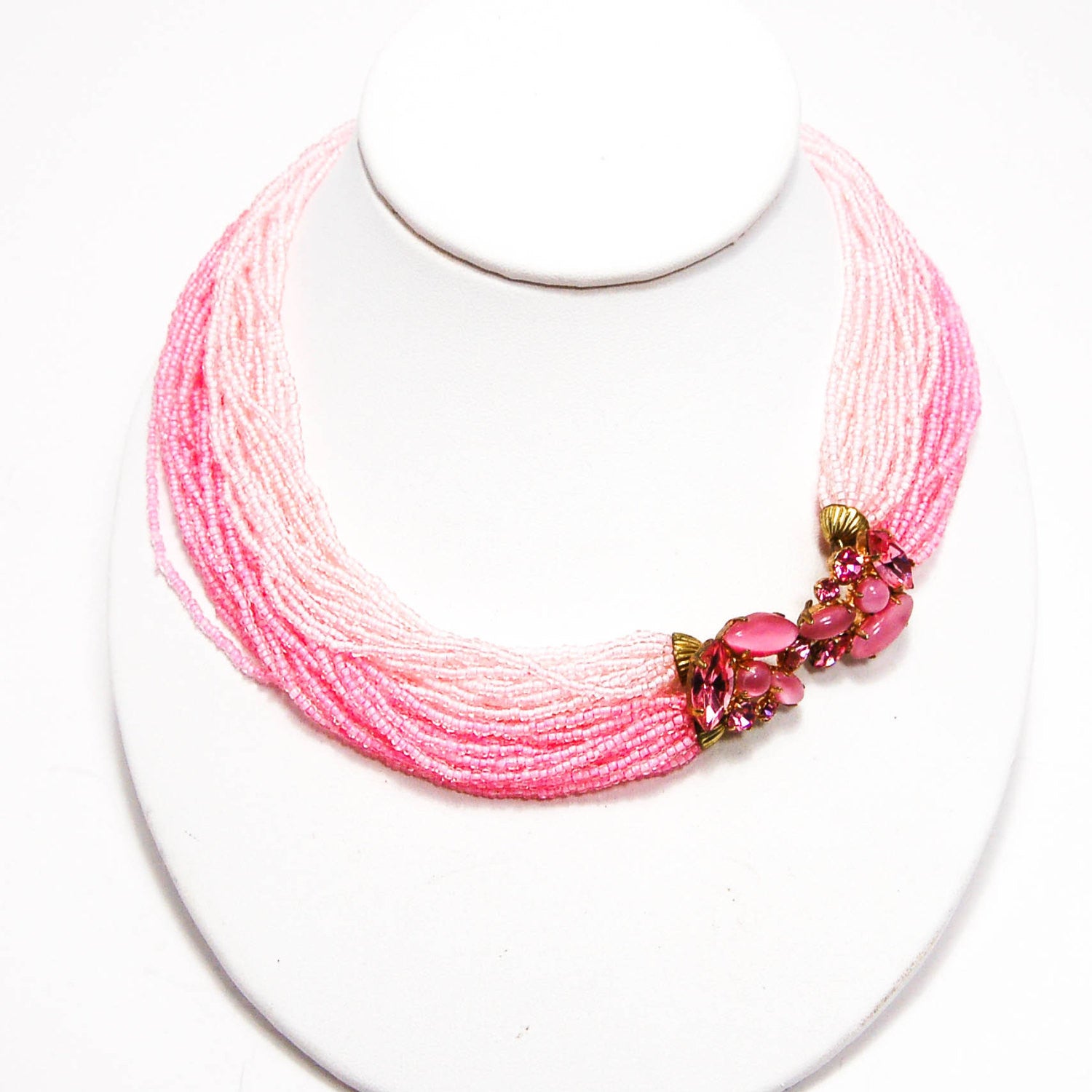 1960's Ombre Multi Strand Torsade Necklace by Valjean by Valjean - Vintage Meet Modern Vintage Jewelry - Chicago, Illinois - #oldhollywoodglamour #vintagemeetmodern #designervintage #jewelrybox #antiquejewelry #vintagejewelry