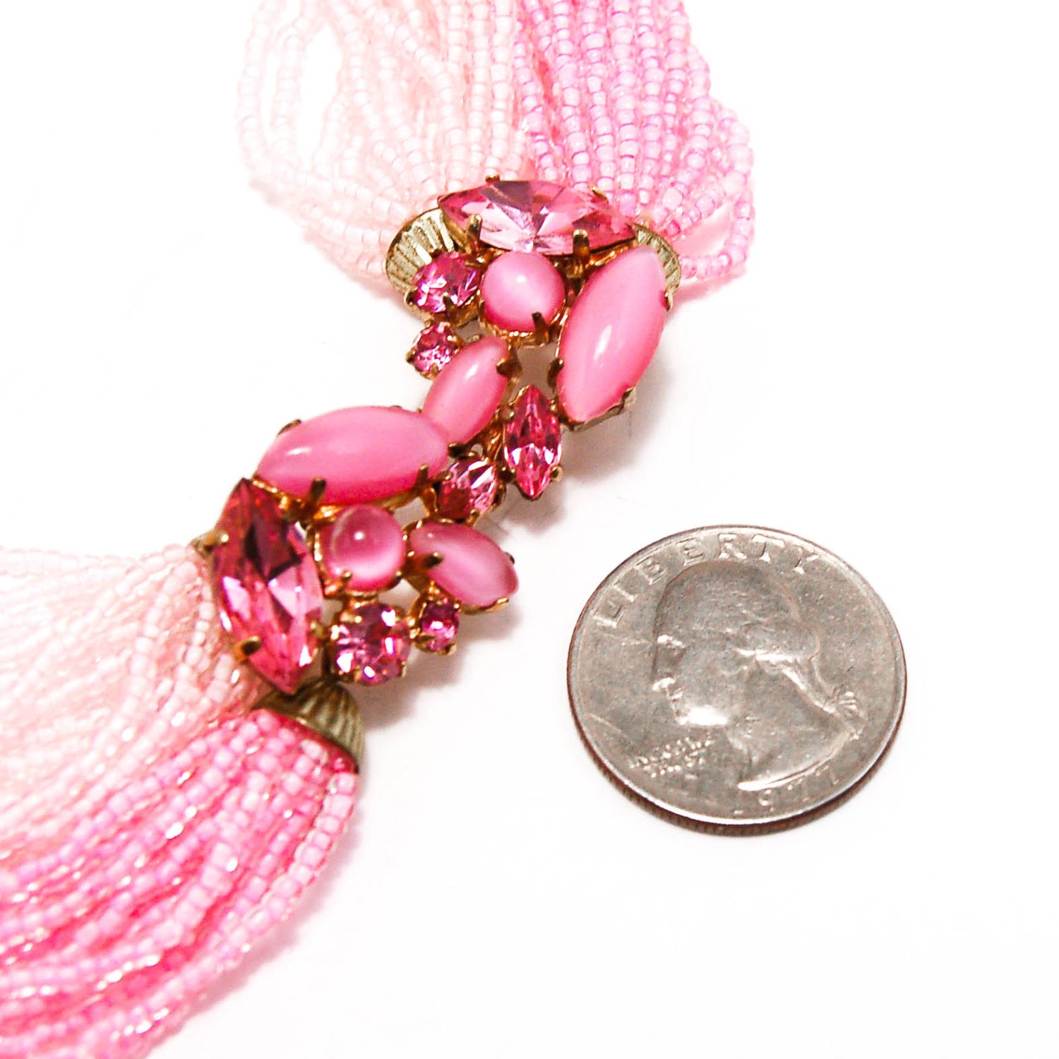 1960's Ombre Multi Strand Torsade Necklace by Valjean by Valjean - Vintage Meet Modern Vintage Jewelry - Chicago, Illinois - #oldhollywoodglamour #vintagemeetmodern #designervintage #jewelrybox #antiquejewelry #vintagejewelry