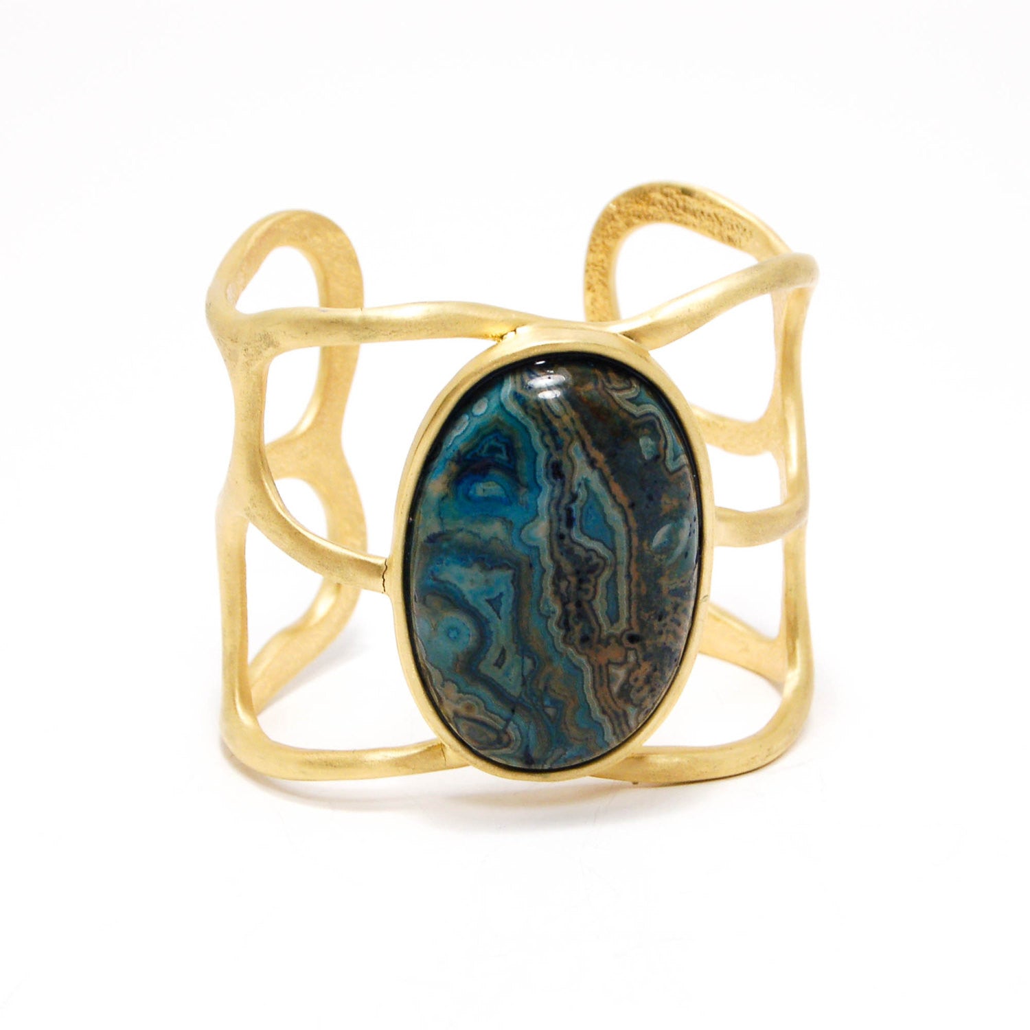 Wide Amazonite Cuff Bracelet by Shelia Fajl by Shelia Fajl - Vintage Meet Modern Vintage Jewelry - Chicago, Illinois - #oldhollywoodglamour #vintagemeetmodern #designervintage #jewelrybox #antiquejewelry #vintagejewelry
