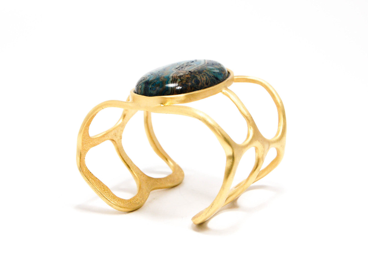 Wide Amazonite Cuff Bracelet by Shelia Fajl by Shelia Fajl - Vintage Meet Modern Vintage Jewelry - Chicago, Illinois - #oldhollywoodglamour #vintagemeetmodern #designervintage #jewelrybox #antiquejewelry #vintagejewelry