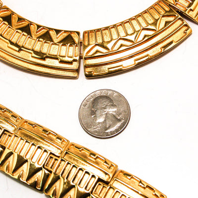 Egyptian Revival Bracelet and Collar Necklace Set by Monet by Monet - Vintage Meet Modern Vintage Jewelry - Chicago, Illinois - #oldhollywoodglamour #vintagemeetmodern #designervintage #jewelrybox #antiquejewelry #vintagejewelry