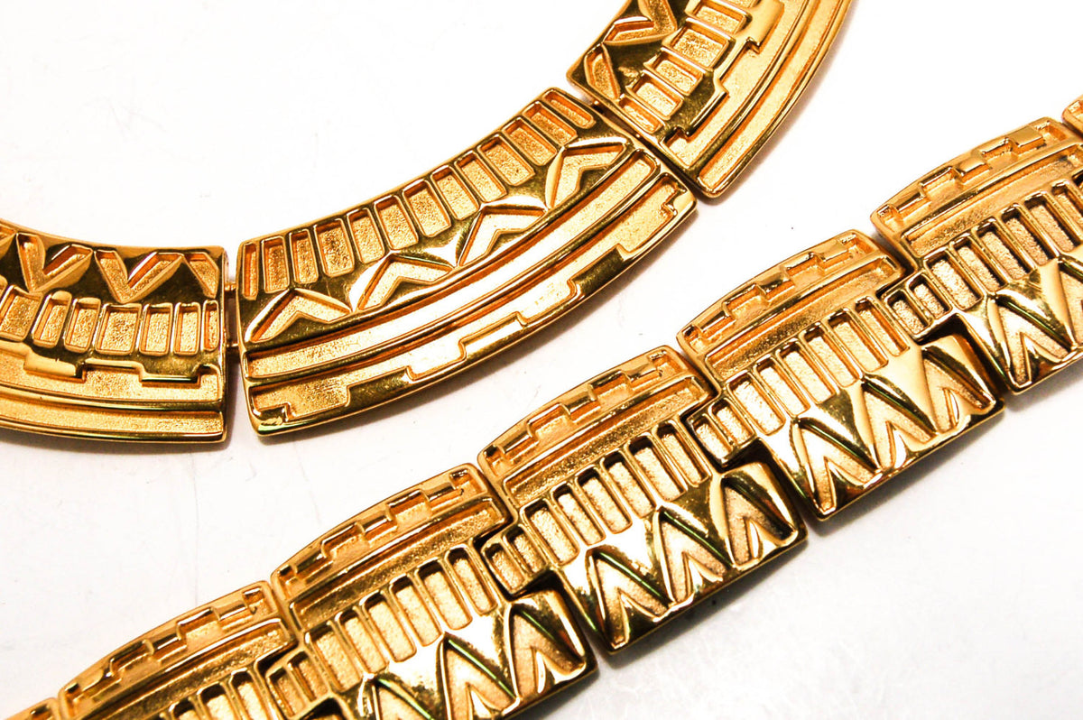 Egyptian Revival Bracelet and Collar Necklace Set by Monet