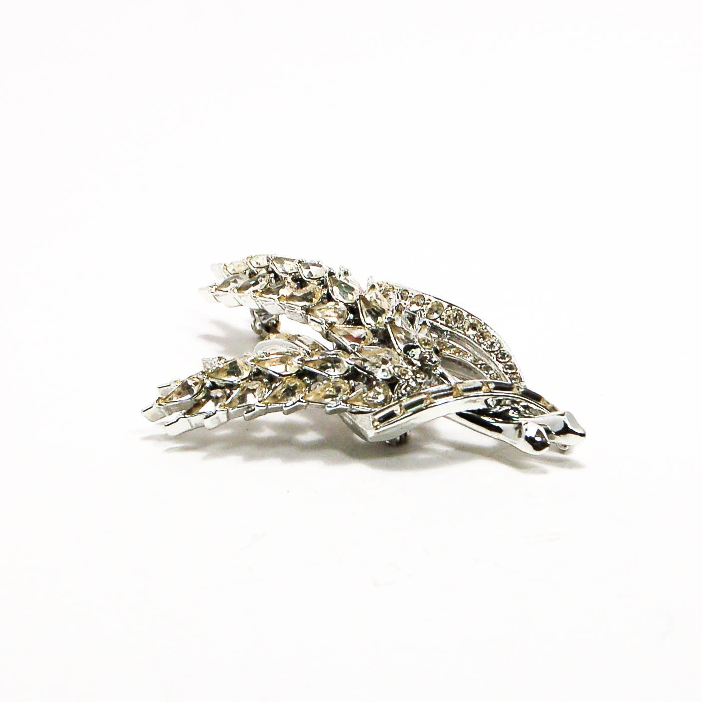 1950's Silver Tone Rhinestone Wheat Brooch by 1950's - Vintage Meet Modern Vintage Jewelry - Chicago, Illinois - #oldhollywoodglamour #vintagemeetmodern #designervintage #jewelrybox #antiquejewelry #vintagejewelry