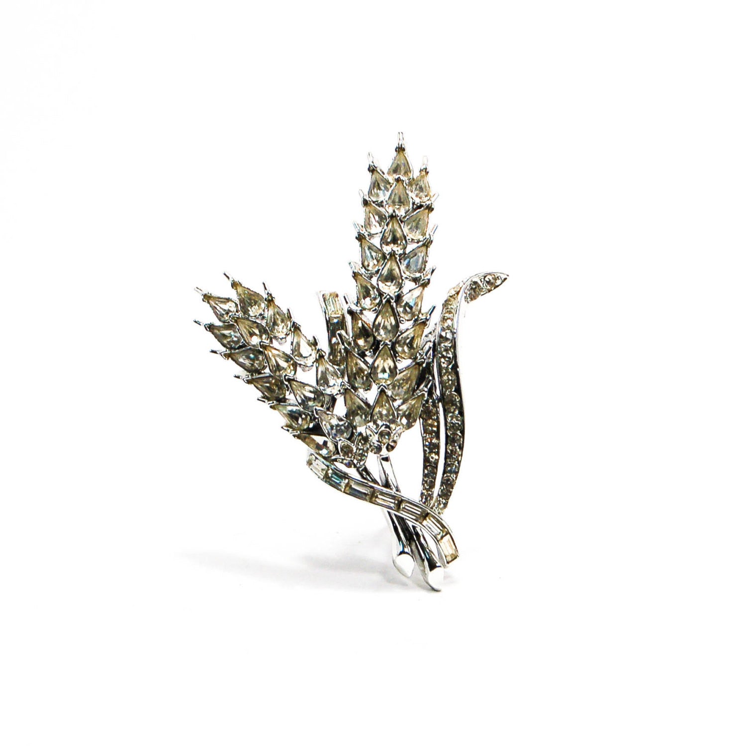 1950's Silver Tone Rhinestone Wheat Brooch by 1950's - Vintage Meet Modern Vintage Jewelry - Chicago, Illinois - #oldhollywoodglamour #vintagemeetmodern #designervintage #jewelrybox #antiquejewelry #vintagejewelry