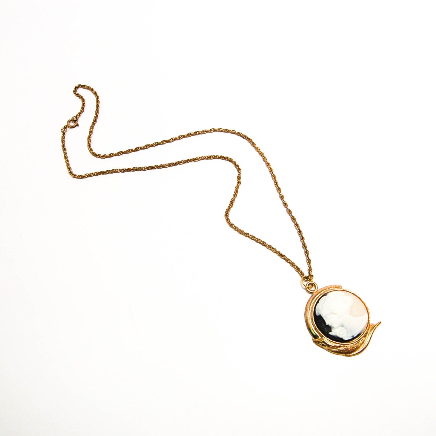 1940's Black and White Cameo Necklace by 1940's - Vintage Meet Modern Vintage Jewelry - Chicago, Illinois - #oldhollywoodglamour #vintagemeetmodern #designervintage #jewelrybox #antiquejewelry #vintagejewelry