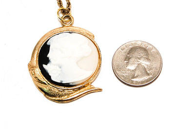 1940's Black and White Cameo Necklace by 1940's - Vintage Meet Modern Vintage Jewelry - Chicago, Illinois - #oldhollywoodglamour #vintagemeetmodern #designervintage #jewelrybox #antiquejewelry #vintagejewelry